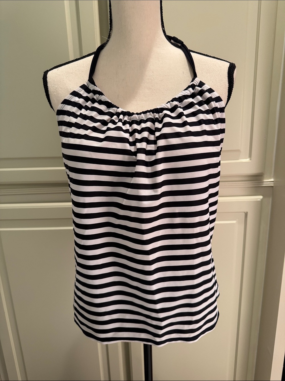 Kona Sol Black & White Striped Swim Camisole